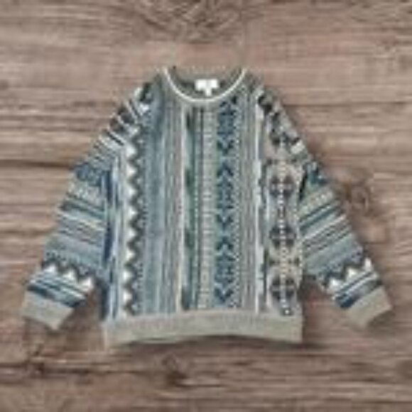 Vintage Venizia Knit Sweater Brown/White/Green – Size S (Fits M) - Picture 1 of 5